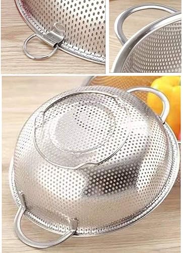 Miniatura 9 de DOITOOL Colador de metal para fregadero de acero inoxidable, colador de malla, cesta de lavado de frutas y verduras, cesta de drenaje para ensalada,