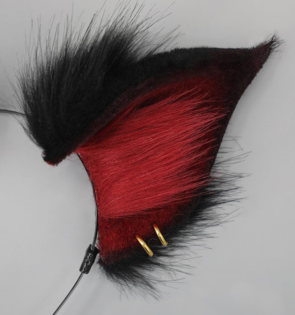 Fox Ears and Tail Set Adult Fox Wolf Cat Cosplay Costume Accessories Animal Ears Headband and Tail for Fancy Party