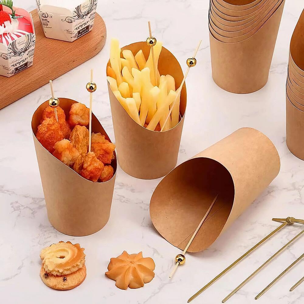 Amazon｜使い捨て紙コップ クラフト紙カップ フライドポテトカップ