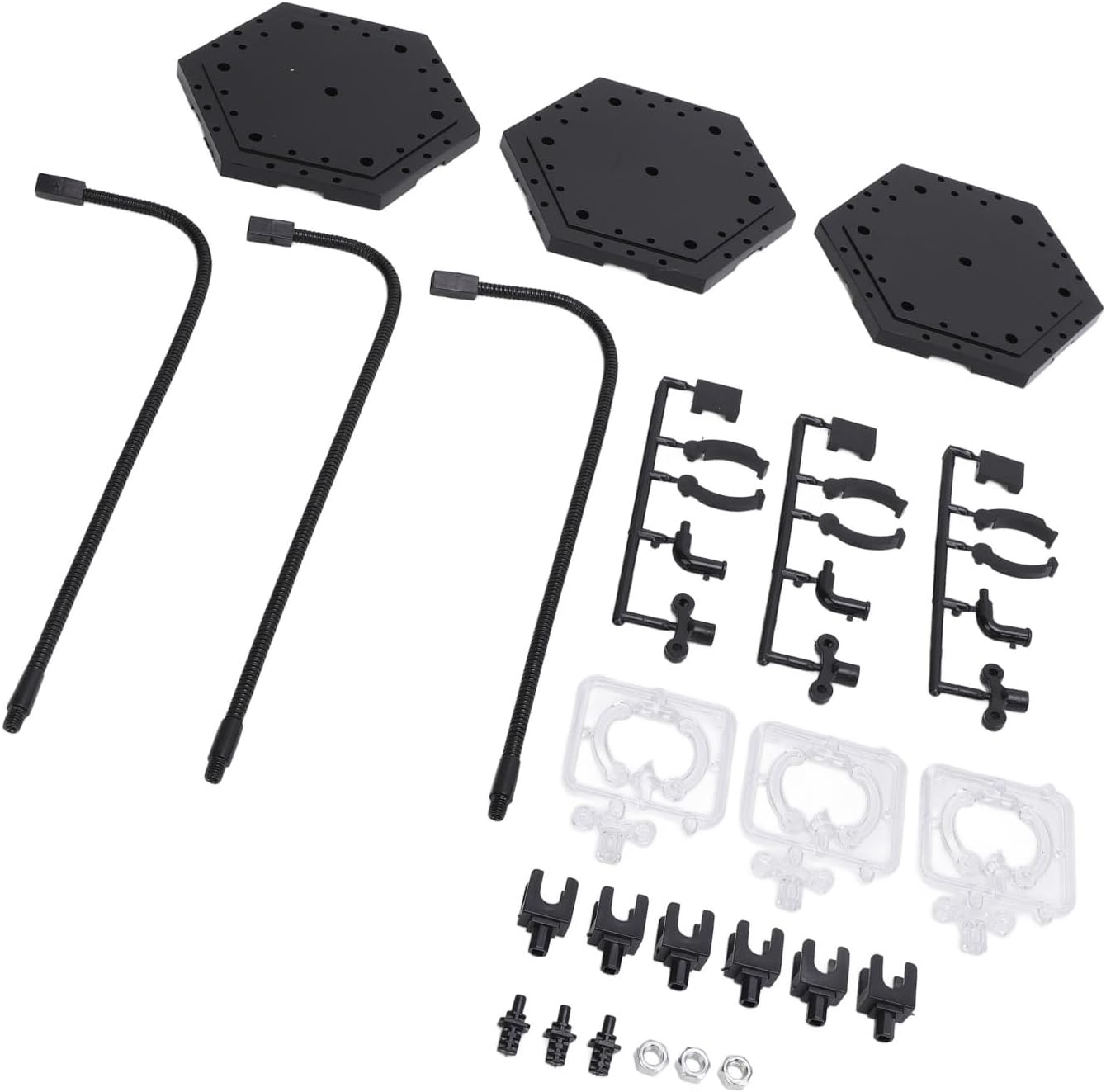 3 Pack Action Figure Stand, ABS Stainless Steel Bendable Doll Figure Support Display Holder Base with Superior Stability for 6 Inch SD BB Dolls Figurines (Black)