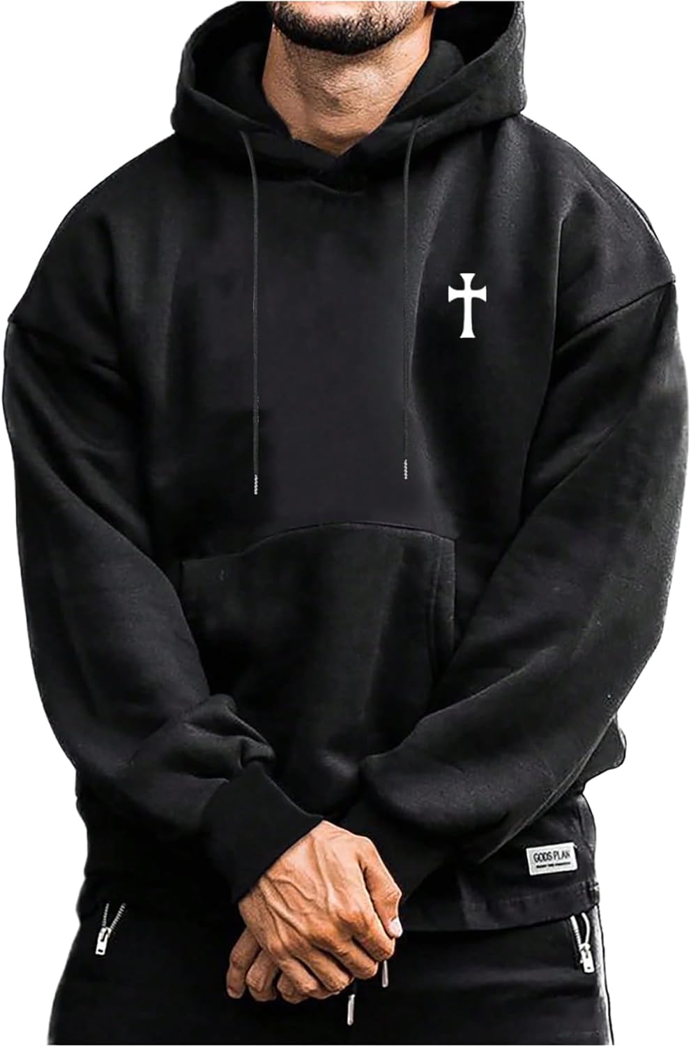 SOLY HUX Hoodies for Men Graphic Print Drawstring Drop Shoulder Long Sleeve Sweatshirt Pullover Tops