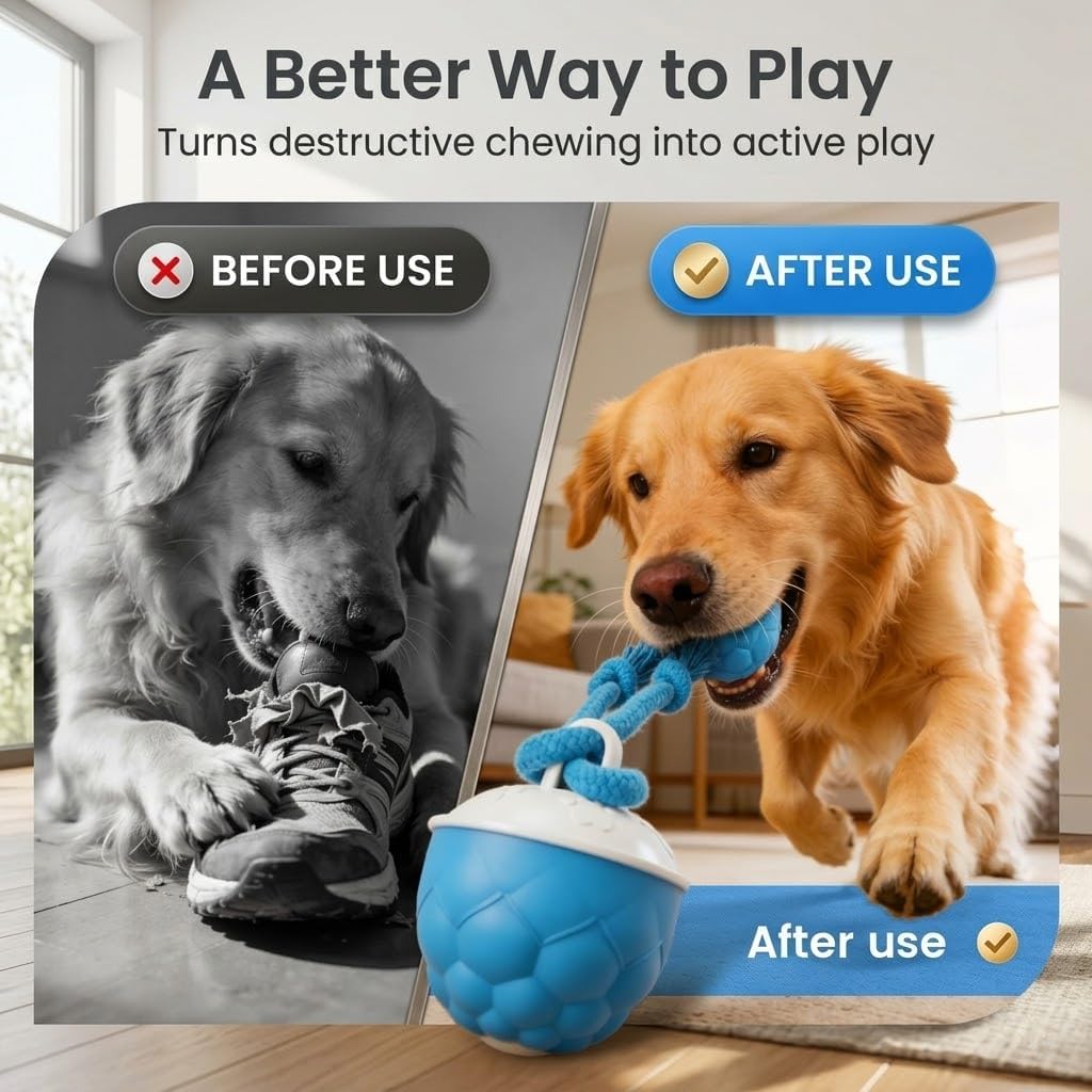 Interactive Dog Toy Ball, Motion Activated Automatic Rolling Ball for Small Medium Large Dogs, Smart Moving Ball with 3 Play Modes, Sound Interaction for Indoor Outdoor Boredom Relief (Blue+Orange)