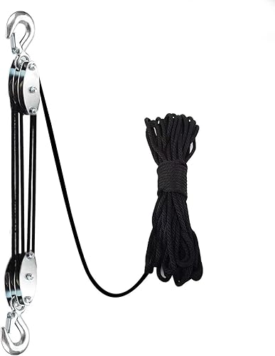 Miniatura 16 de XSTRAP - Polipasto para cuerda de 50 pies, 2,000 libras de resistencia a la rotura, para trabajos pesados Negro de 65 pies con eslinga de elevación