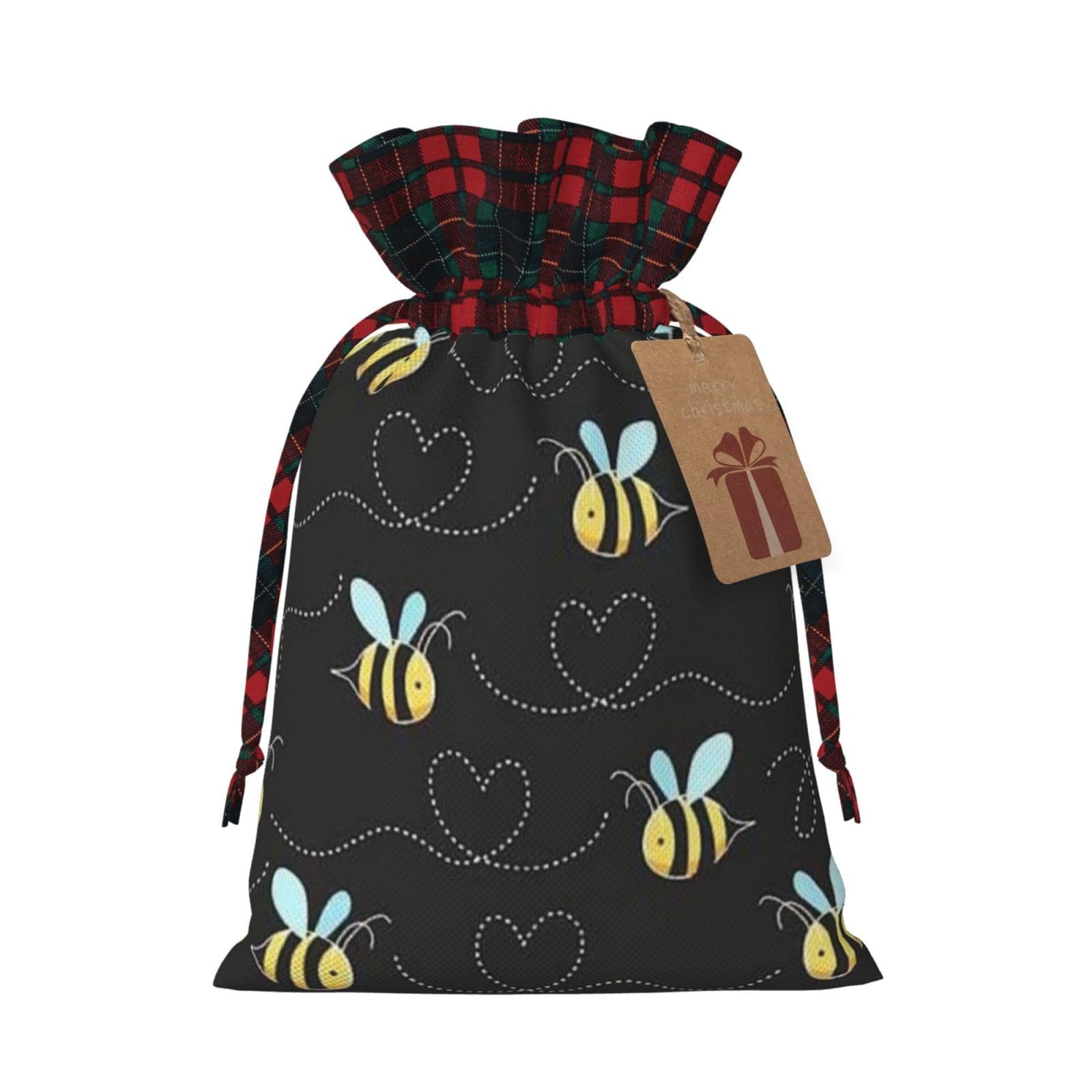 Bumble Bees Charming Drawstring Christmas Gift Bags,Reusable Present Pouches For All Occasions