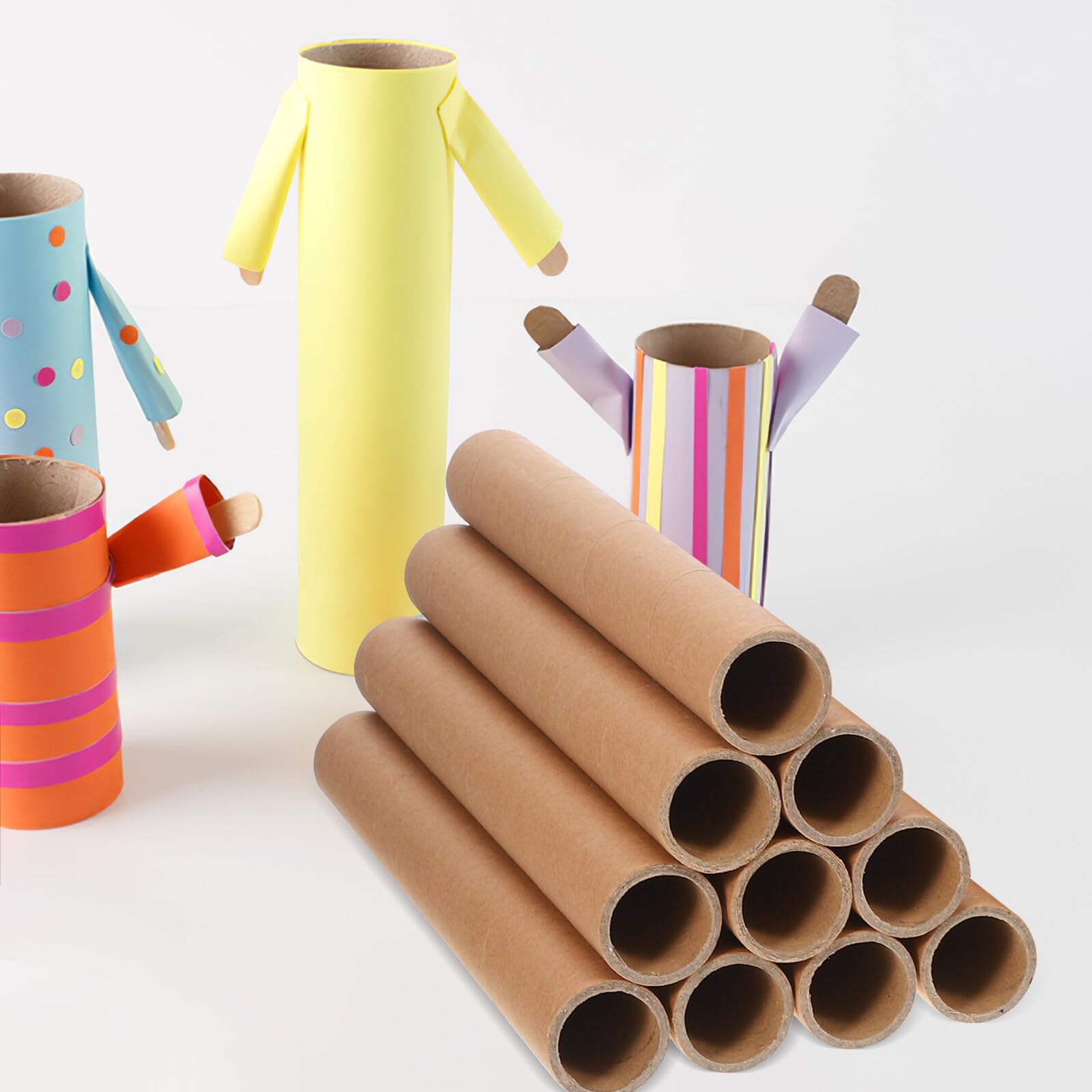 20 Stück-pack Runde Kraftpapier Röhren für Versandverpackungen | Beige, Zylindrische Form, Platzsparende Großpackung für Büro und Klassenzimmer