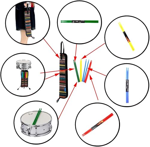 Miniatura 5 de Estuche de transporte para baquetas, bolsa colgante portátil, accesorios de percusión exótica, bolsa de transporte con asa, accesorios de tambor,