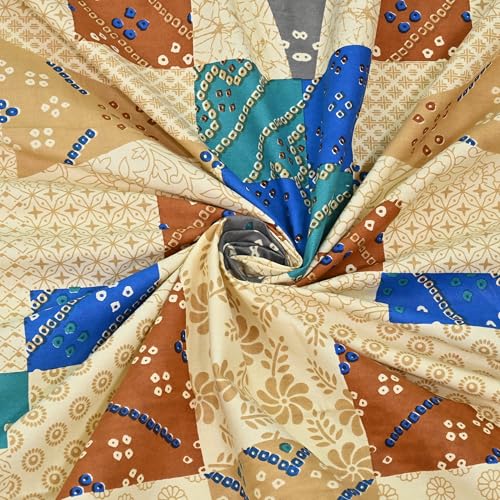 Image of 100% Cotton Single Bedsheet with 1 Pillow Cover | 240 TC Pure Cotton Flat Bed Sheet | Traditional Jaipuri Printed Bedding Set | Soft & Breathable | 60 x 90 Inch (Rangmahal Single 65)