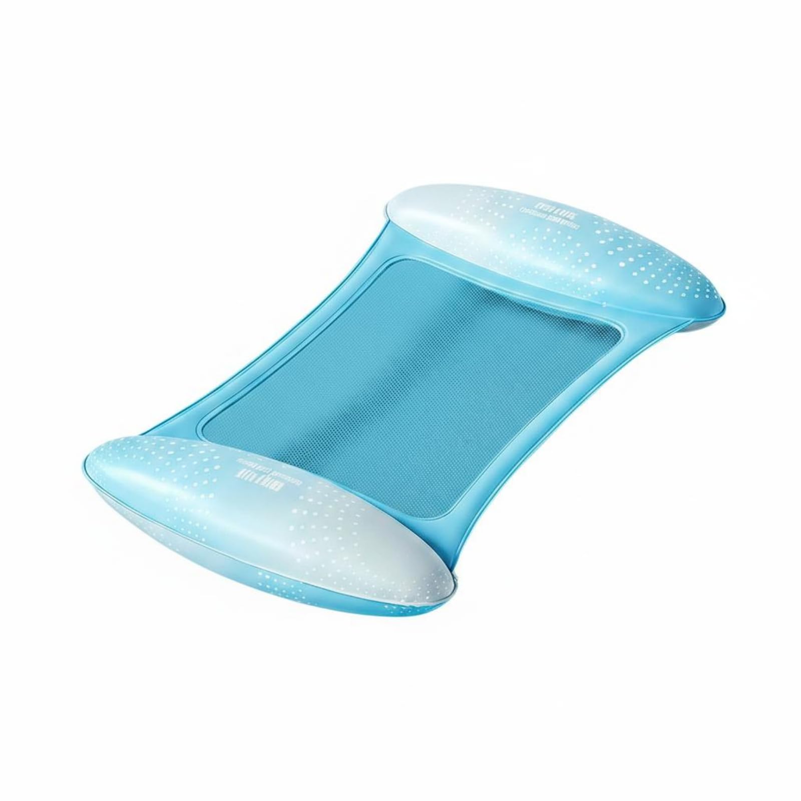 Two Air Chambers Mesh Lounge Mat Raised Side Sections Floating Lounge Mat with Pump Inflatable Pool Mat Rectangular for Adults, Children, Beach, Glacier, 2-Tube-image-9