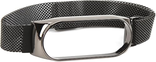 Jauarta Correa de reloj de acero inoxidable para Xiaomi Mi Band 7 - Pulsera de metal de repuesto magnética (diseño de malla, negro, 0.866 in, unisex)