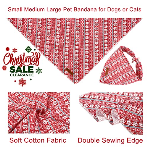 Image of Christmas Dog Bandana, Christmas Triangle Bid Scarf for Medium Large Dog, Cotton Dog Kerchief for Girl Boy Dogs, Red Dog Bandana, Adorable Comfortable Winter Bandana