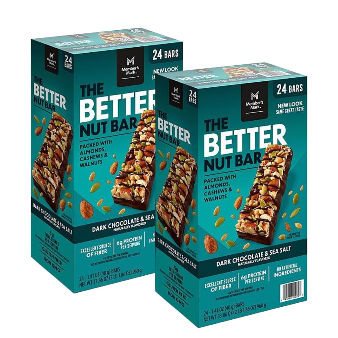 Dark Chocolate and Sea Salt Nut Bar, 24 Count (24 Count (2 Pack), Dark Chocolate,Sea Salt)