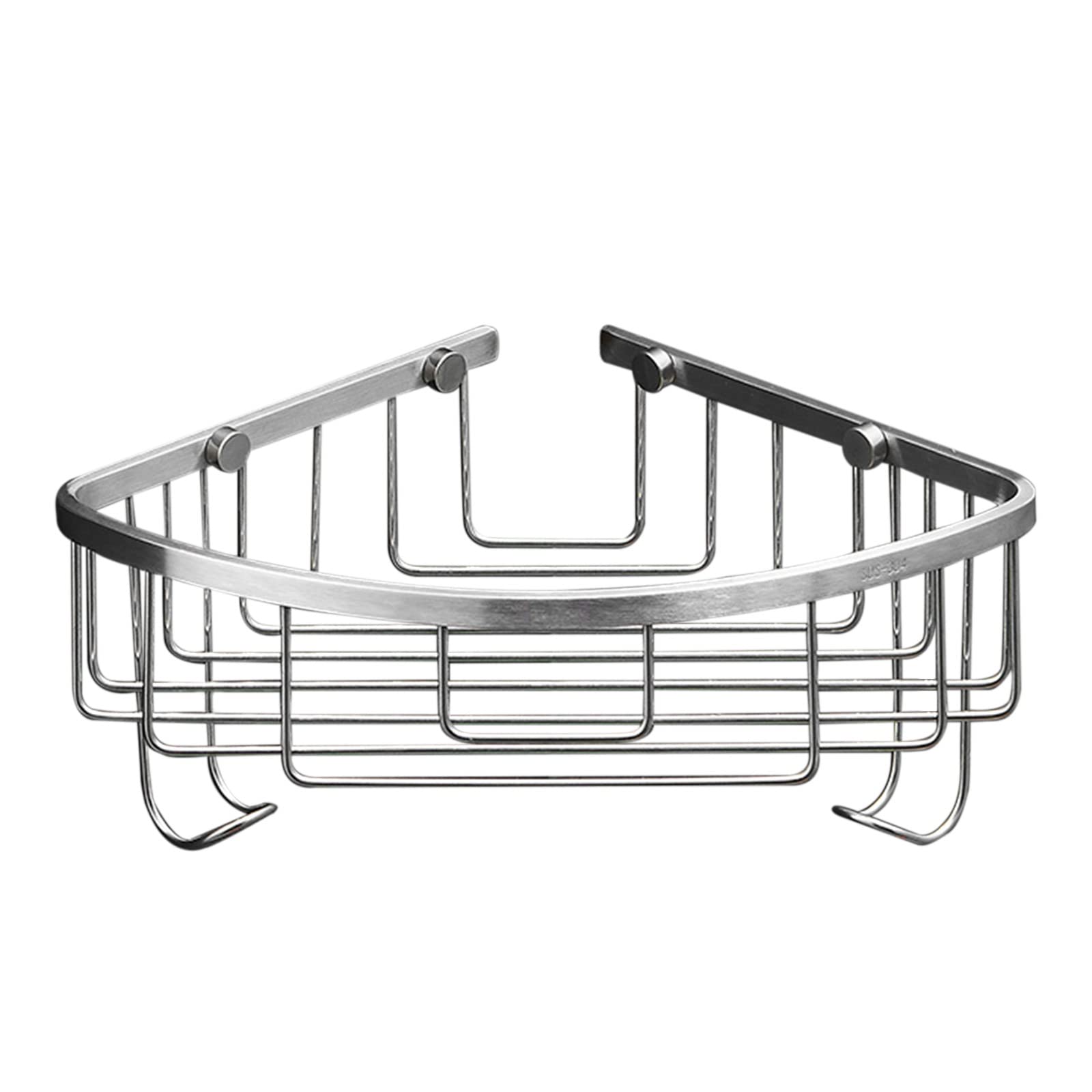YQIRONRI Shower Organizer Stainless Steel Shampoo Holder for Corner Caddy No Drilling Wall Mounted Adhesive with Hook For