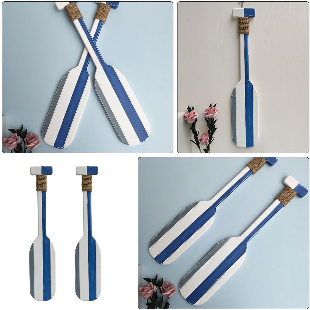2pcs Wooden Paddle Decoration Oar Hanging Sign Home Accents Decor Nautical Wall Signs Party Vintage Wall Paddles Wall Ornament Coastal Wooden Ornaments Ocean