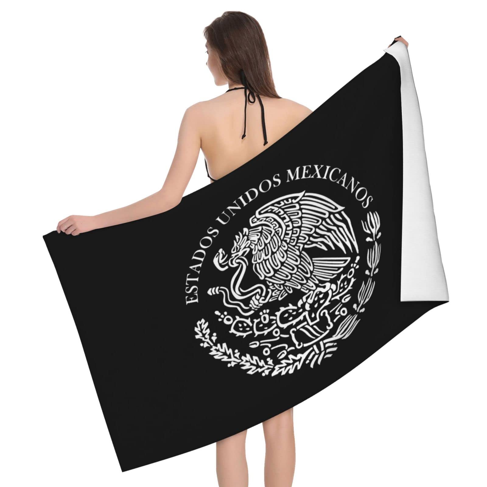 Lsjuee Mexican Flag Symbol Bath Towel Absorb Water Quick Dry Bath Towel, for Beach, Swimming Pool, Camping