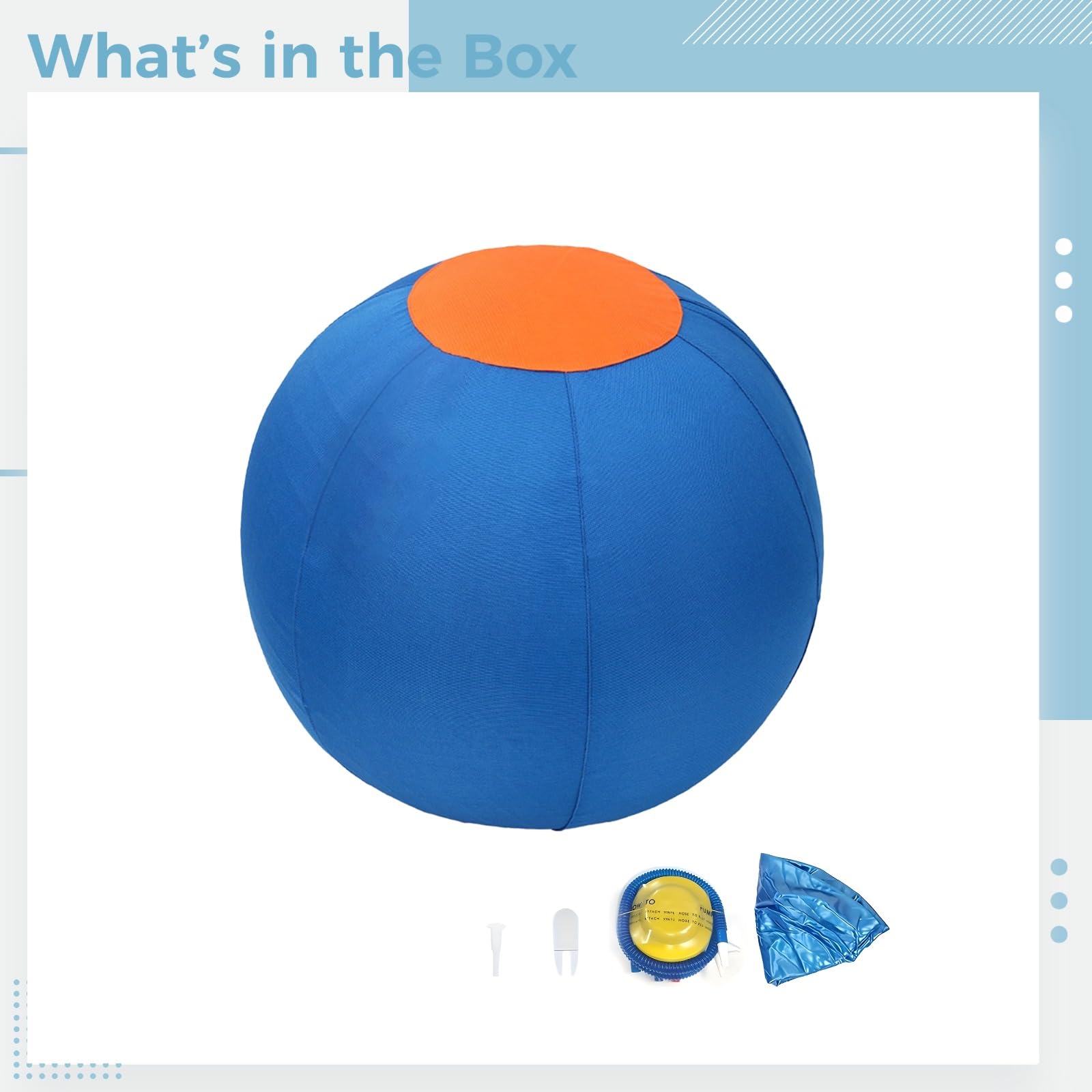 Pelota de entrenamiento para perros, pelota de pastoreo azul, juguete de pelota de caballo de PVC y poliéster de 17.7 pulgadas, pelota de entrenamiento para mascotas, fomenta el instinto natural de