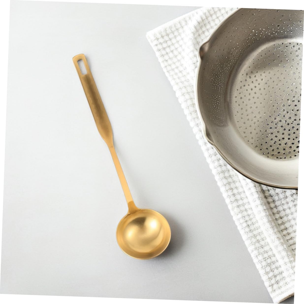 2pcs Gold Stainless Steel Soup Ladle, Thickened Reinforced Spoon