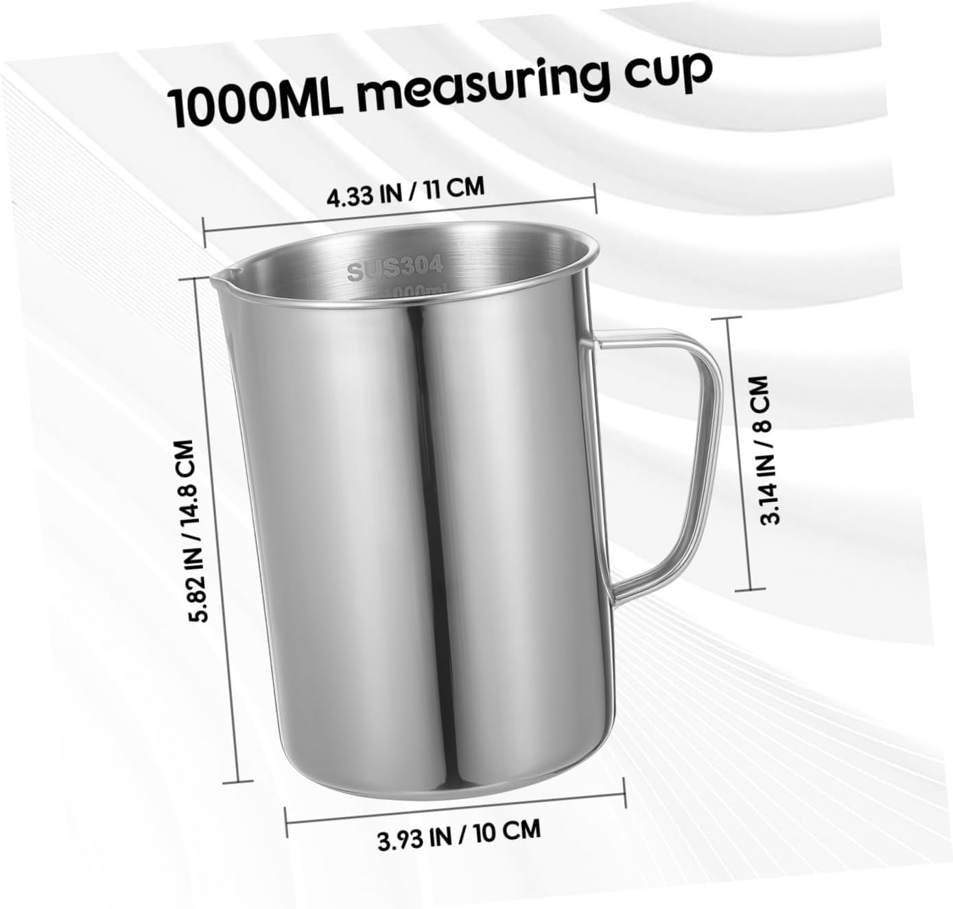 ULTECHNOVO 1piece Stainless Steel Measuring Cup Mixing Cup Scale Lab Beakers for Science Experiments