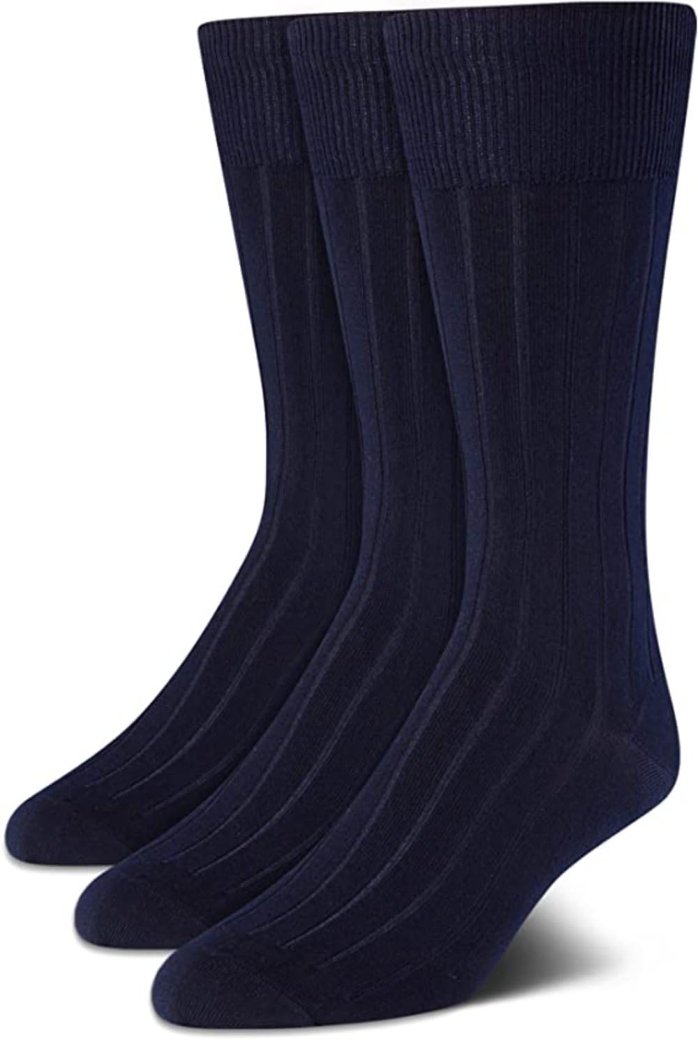 Mens Dress Socks - 3 Pack Breathable Cotton Blend Patterned Crew Socks for Work, Business, and Formal Wear