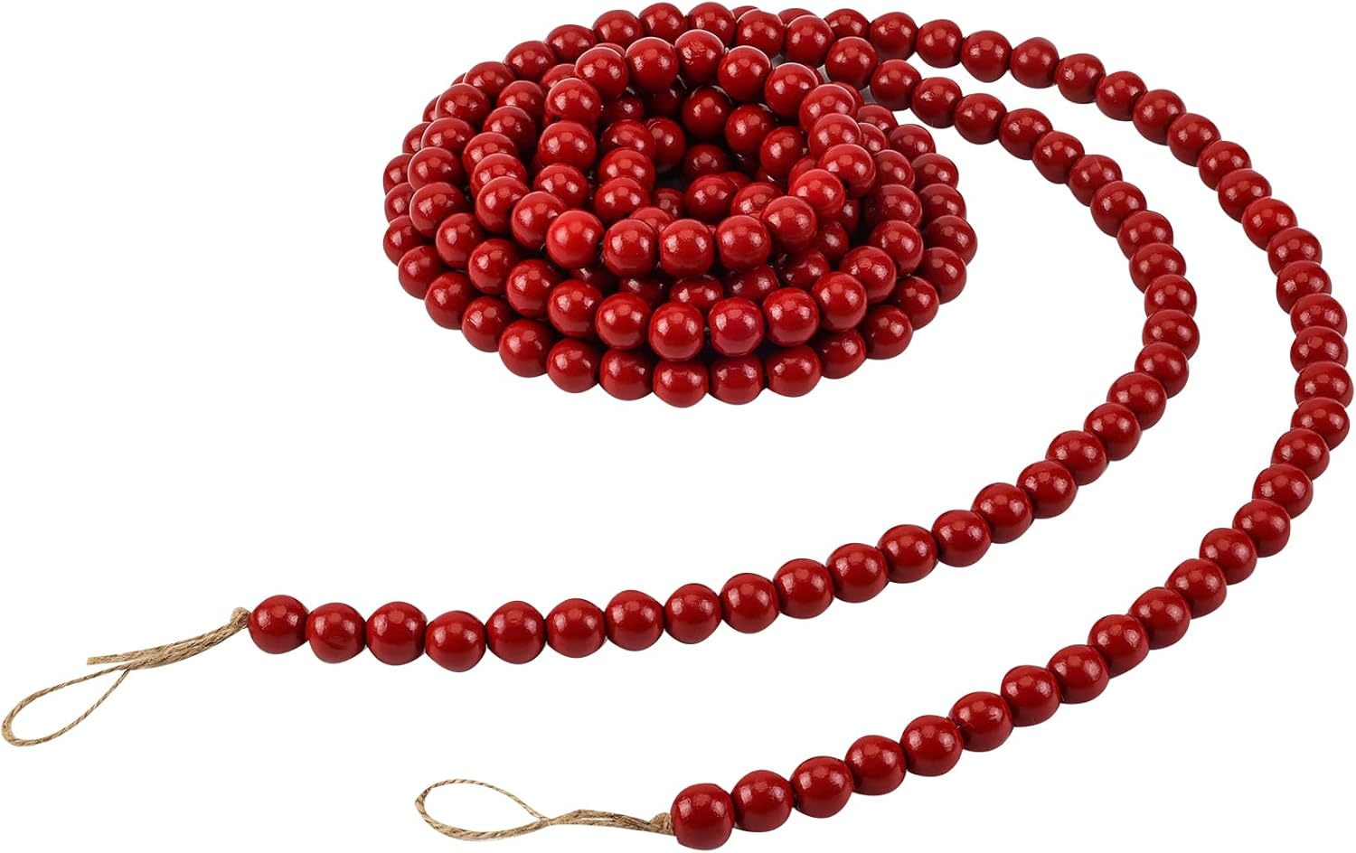 Christmas Wooden Beaded Garland Farmhouse Beads Garland Rustic Country Xmas Bead