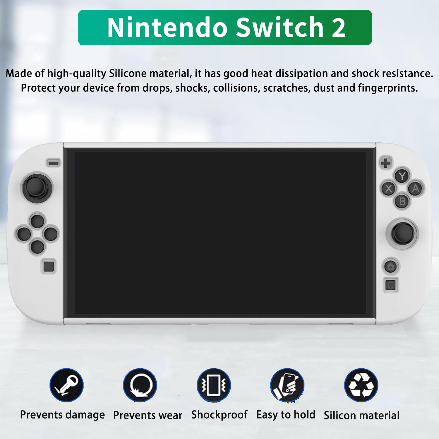 NOUKAJU Case for Nintendo Switch 2, Game Console Case,Anti-Drop, Anti-Scratch,Shockproof,Silicone Protective Cover for Switch 2 Game Console(White) - Image 2
