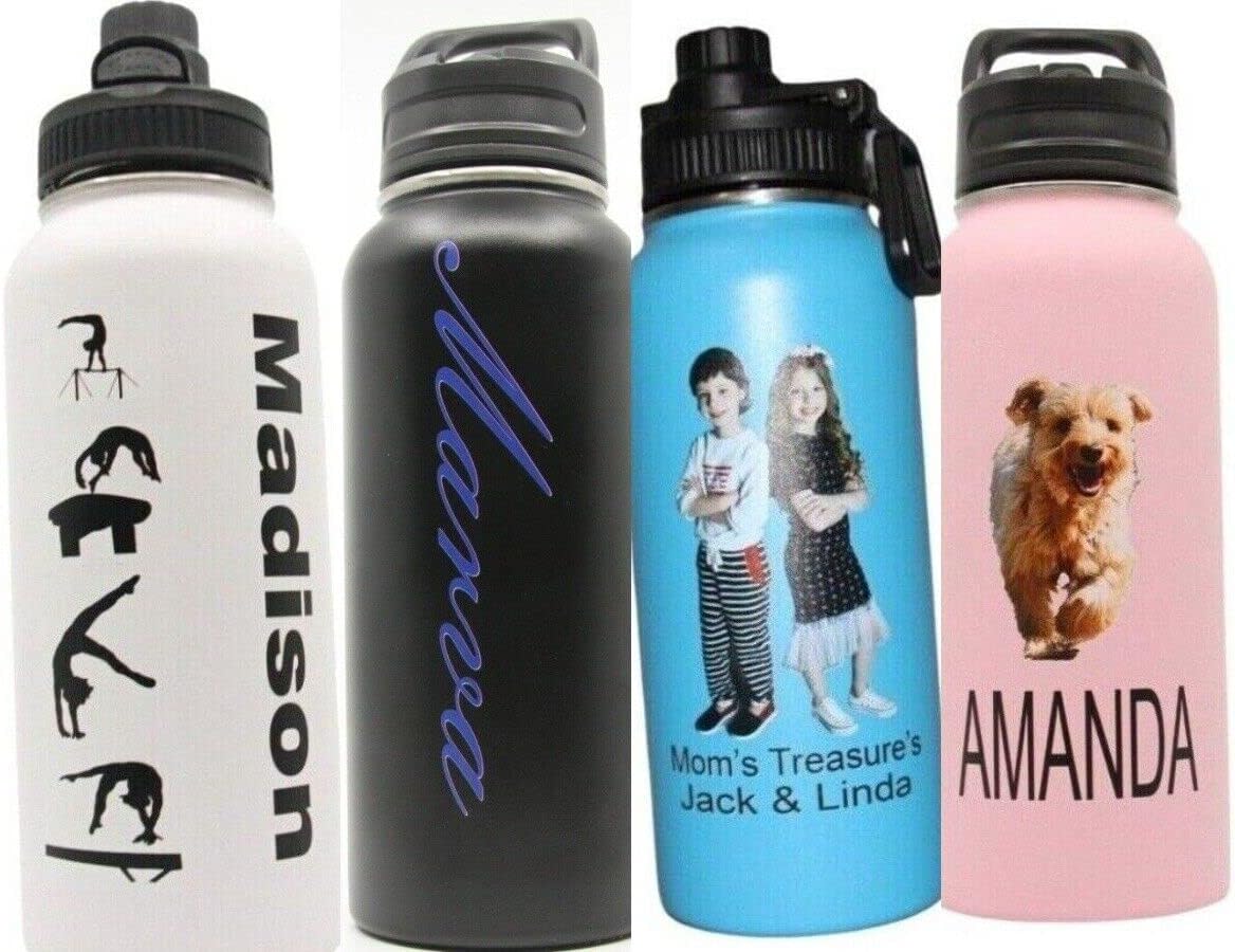 Personalized Stainless Steel Sports 32oz Hydro Water Bottle With Custom Photo Print & Engraved Free - Vacuum-insulated, 32-fluid-ounce body keeps liquids pipping hot or icy cold for hours on end! - Image 7
