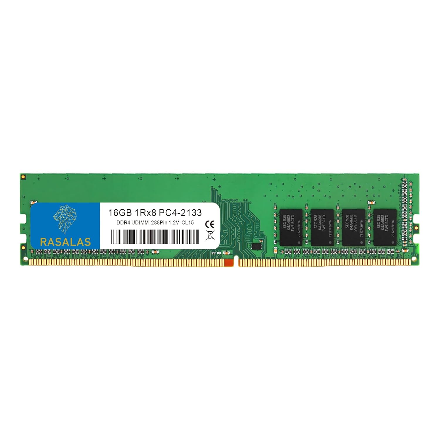RASALAS 16GB DDR4 2133MHz PC4-17000 Non-ECC Unbuffered 1.2V CL15 1Rx8 Single Rank 288 Pin UDIMM Desktop Memory RAM Module Upgrade
