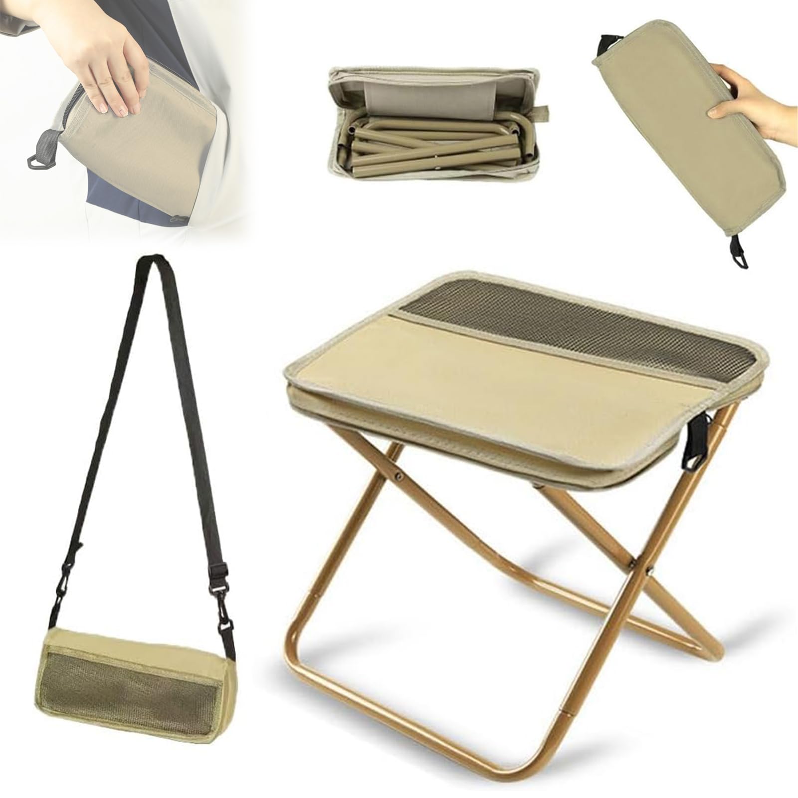 Ultra-Lightweight Folding Stool - Compact Collapsible Stool for