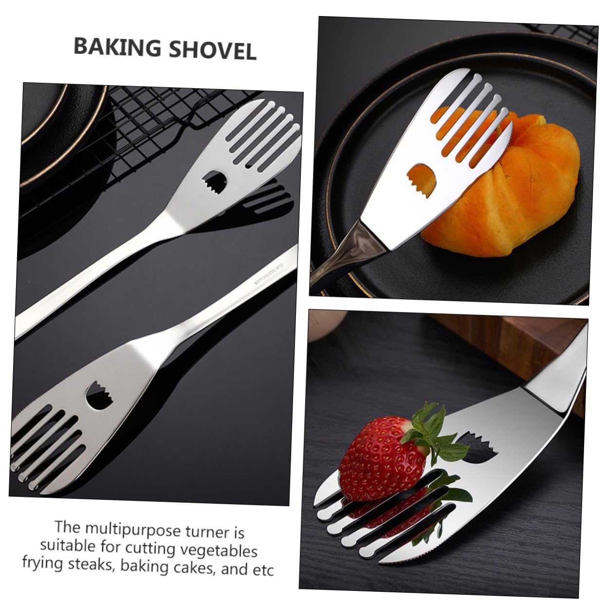 Happyyami 3piezas Espátula De Acero Inoxidable Para Cocinar Herramienta Multifuncional De Repostería y Parrilla Para Freír Cortar y Mezclar La Cocina
