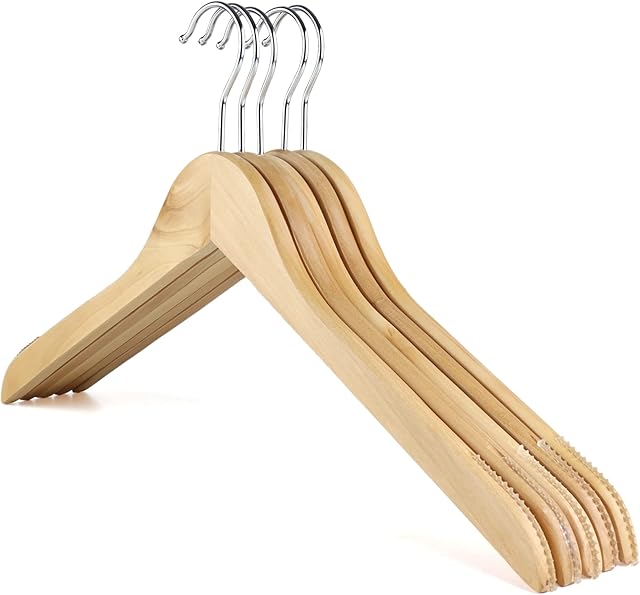 The Hanger Store 20 Wooden Coat Hangers with Non slip Rubber Grips