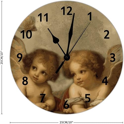 Miniatura 2 de Raphael Angels - Reloj de pared de madera para dormitorio, reloj de pared silencioso con pilas, 10 pulgadas para sala de estar, regalo de