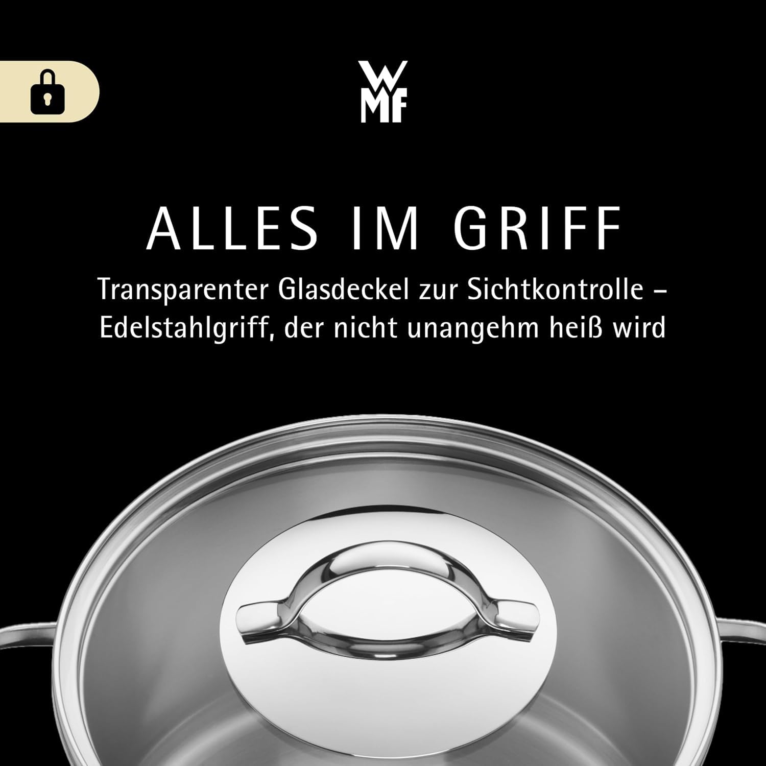 WMF Aparto Vorteils Topfset Induktion 6-teilig, Kochtopf Set mit Glasdeckel, Cromargan Edelstahl poliert, Induktions Töpfe Set unbeschichtet, spülmaschinengeeignet (Topf-Set, 6-teilig)