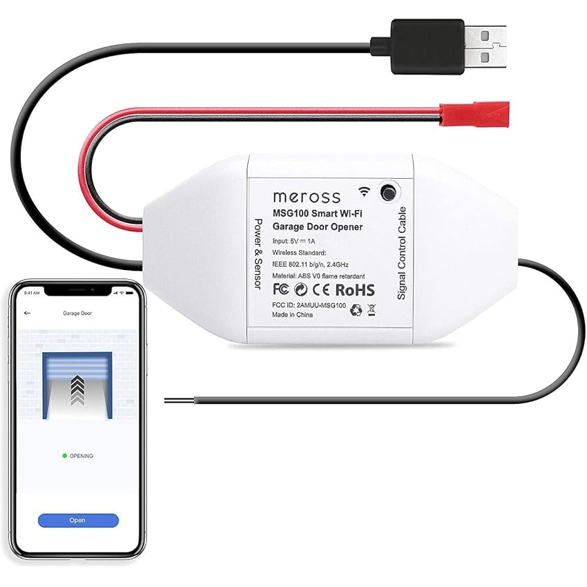 Immagine del prodotto Meross WiFi Apriporta Garage, Door Opener Apricancello Smart Intelligente, APP Controllo Remoto, interruttore WiFi, Compatibile con SmartThings, Alexa, Google Assistant, Nessun Hub Richiesto