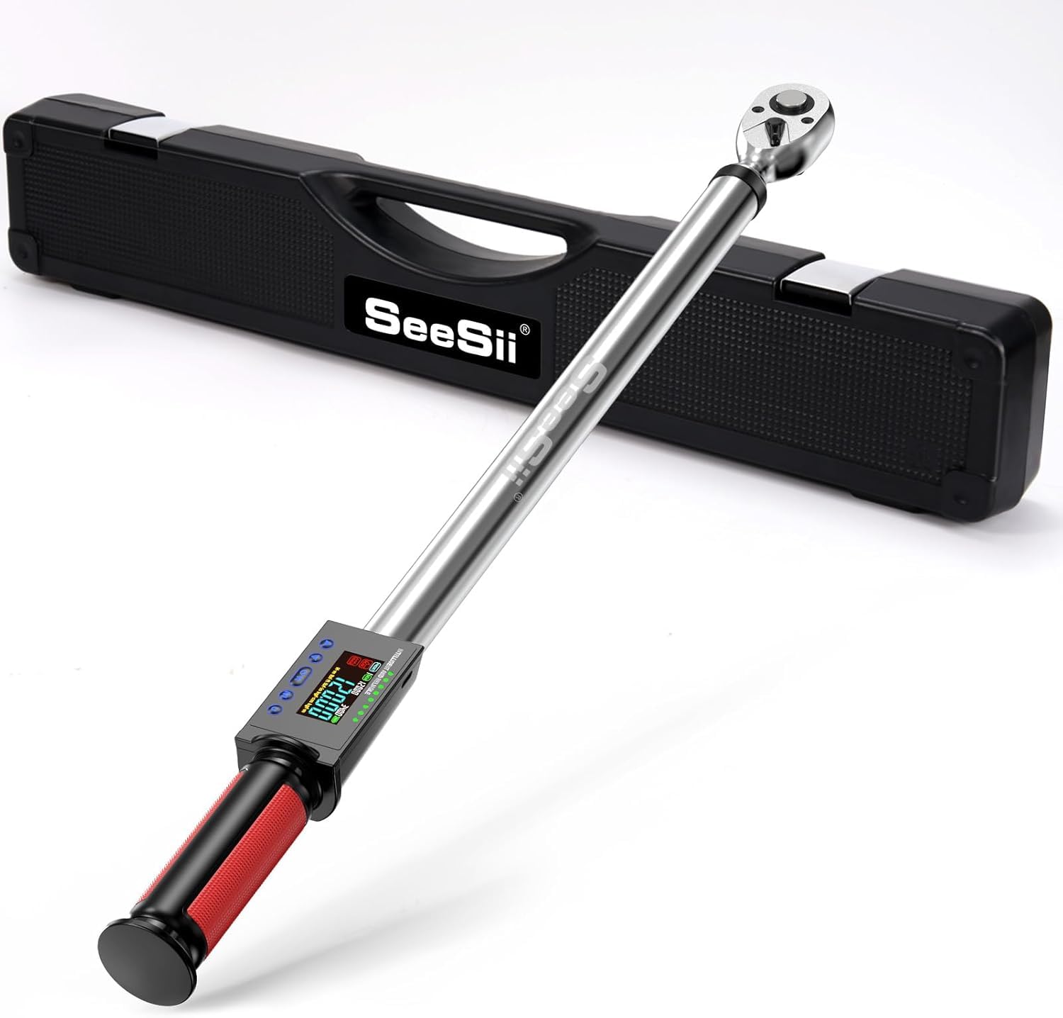 Seesii Digital Torque Wrench, 1/2" Drive (340Nm) 2% Torque Accuracy 3 Speed Adjustment with LED Light and Buzzer for Vehicle Maintenance DH340
