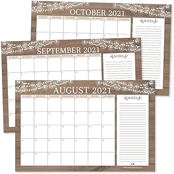 Amazon Com Rustic 2021 2022 Desk Calendar Large Monthly Wall Planner 18 Month Academic Desktop Calendar Or Fridge Planning Blotter Pad Wood Style Notes Section For Teachers Family Or Business Office 11x17 Office Products