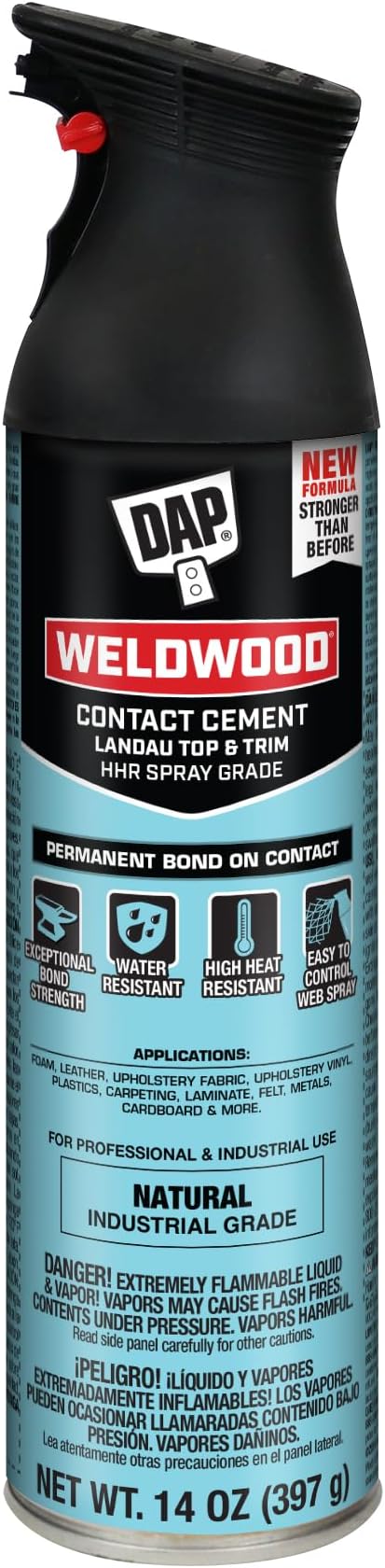 DAP Weldwood Landau Top & Trim HHR Solvent Type Spray Contact Adhesive, Clear, 14 oz (7079800127)
