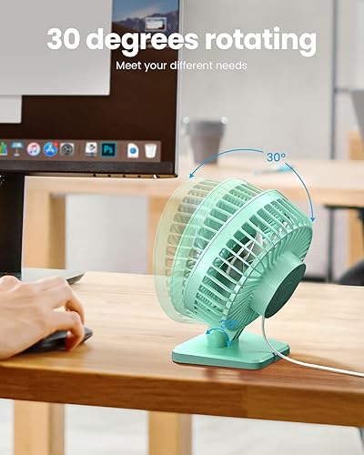 Vista 44 de Gaiatop Ventilador de escritorio USB, pequeño pero potente, portátil, silencioso, 3 velocidades, mini ventilador de escritorio ajustable