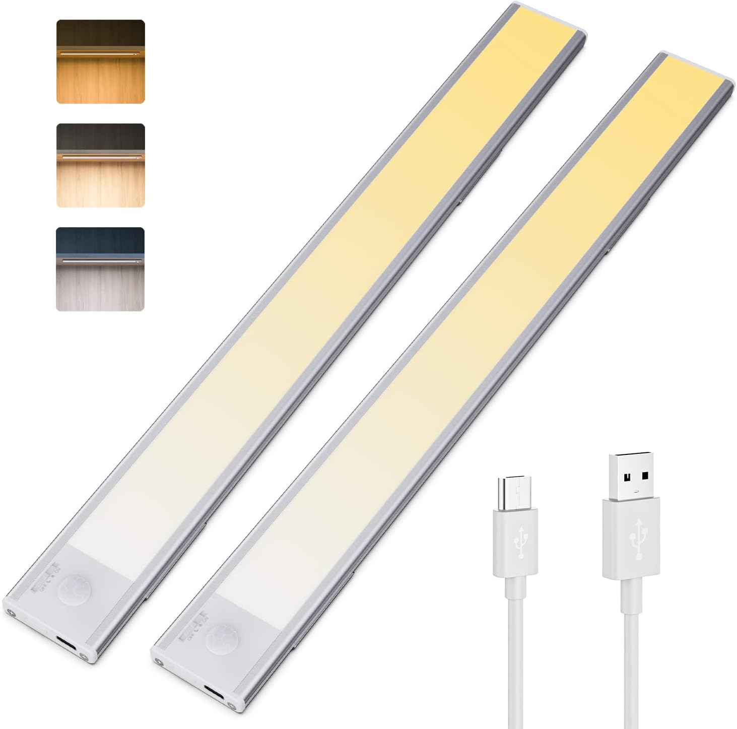 Under Cupboard Kitchen Lights, New Upgraded 106-LED Battery Operated Closet Light Motion Activated, Adjustable Color Temperature/Brightness, Stick on Lights for Closet, Cabinet, Hallway, Stairs