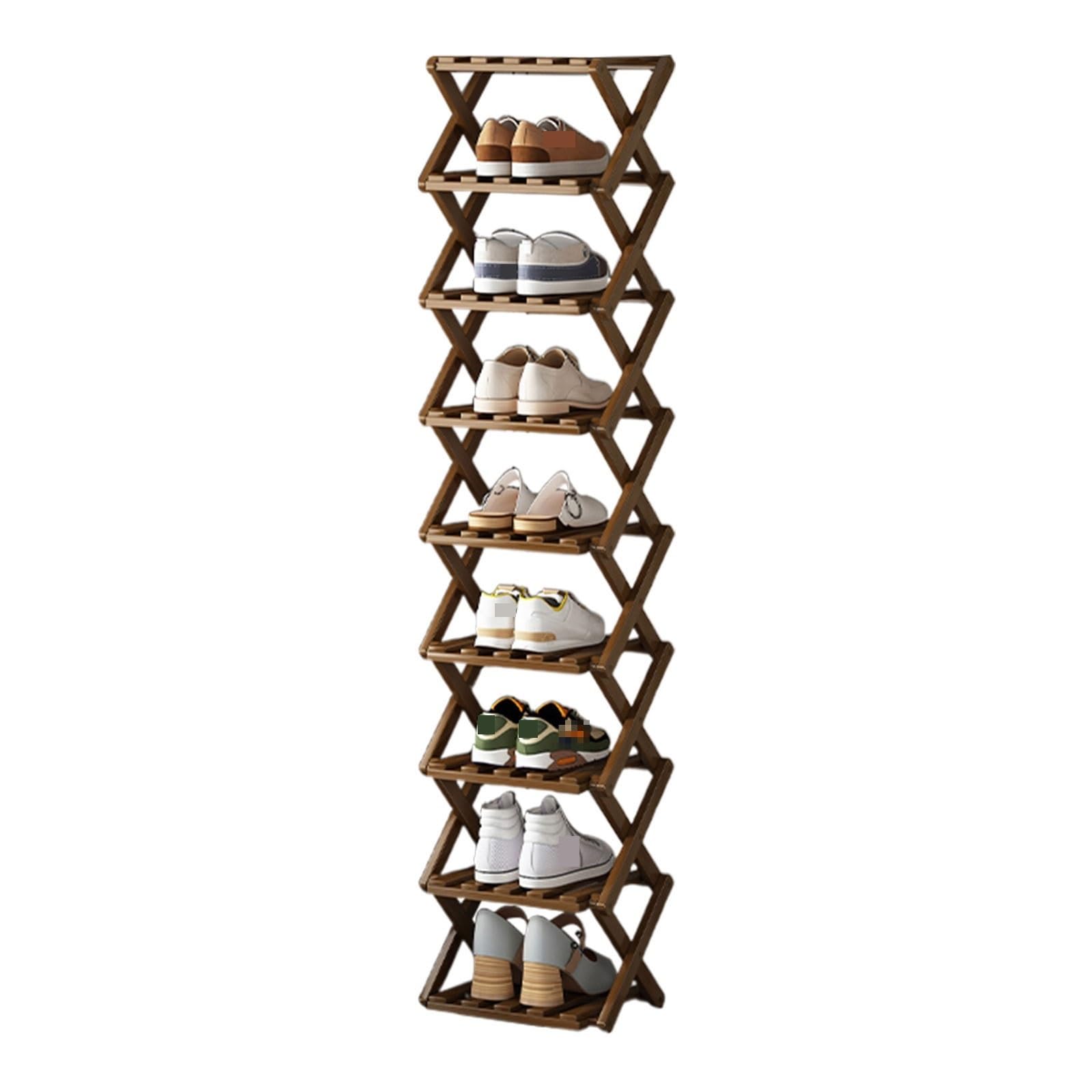 YHQZNLXQ Éère à Chaussures étroite en Bois à 10 Niveaux – Rangement Peu encombrant pour entrée, Couloir Porte d'entrée – 26 x 26 x 159 cm, Marron élégant pour Les Petits espaces