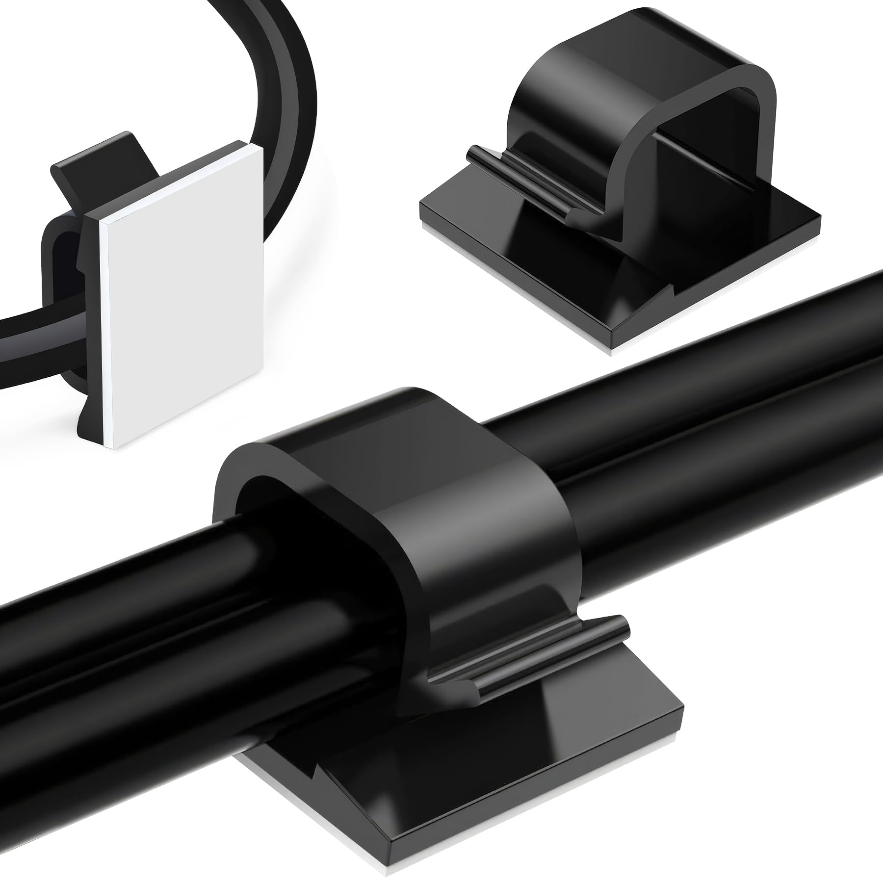 ULTRICS 50Pcs Self Adhesive Cable Holders, Wall Wire Clips for Cable Management, Ideal for Decoration Light Cords (Black)