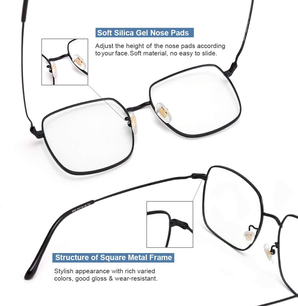 Cyxus Women Blue Light Bloking Glasses Anti Blue Light Glasses Square Retro Metal Frame Glasses - Image 6