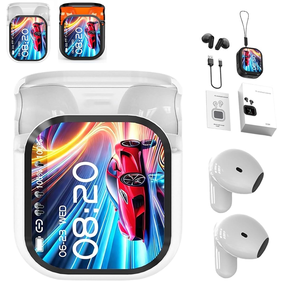 Écouteurs Intra-Auriculaires Ne20, avec Traducteur IA 140 Langues en Temps Réel, Contrôle Tactile, étanches, sans Fil, LED, pour Les Voyages, Les Affaires Et L'apprentissage.(Blanc)