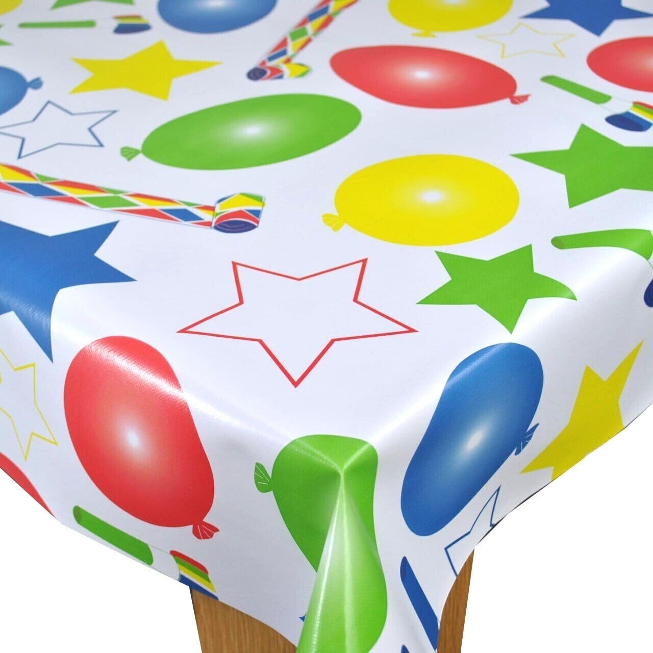Karina Home Party Time Balloons Birthday Wipe Clean Tablecloth Vinyl PVC Table Cover Wipeable Table Cloth (180cm x 140cm)
