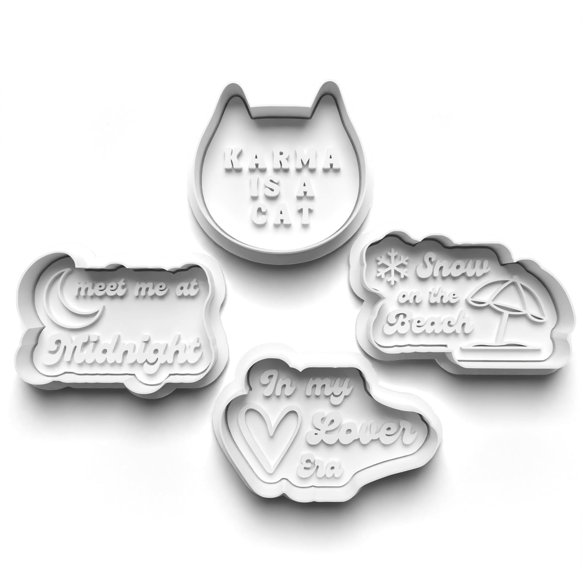 Cookie Cutters Set 4 PCS Taylor Midnight Music Karma Cat Cookie Stamp Cookie Cutter Mould Dough Fondant for Kid DIY Cookie Making