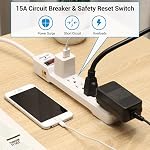 DEWENWILS 2-Pack Power Strip Surge Protector, 6Ft Long Extension Cord with Protected Indicator Light, Low Profile Flat Plug Power Bar, 15 Amp Circuit Breaker, 560 Joules, Wall Mount, White, UL Listed