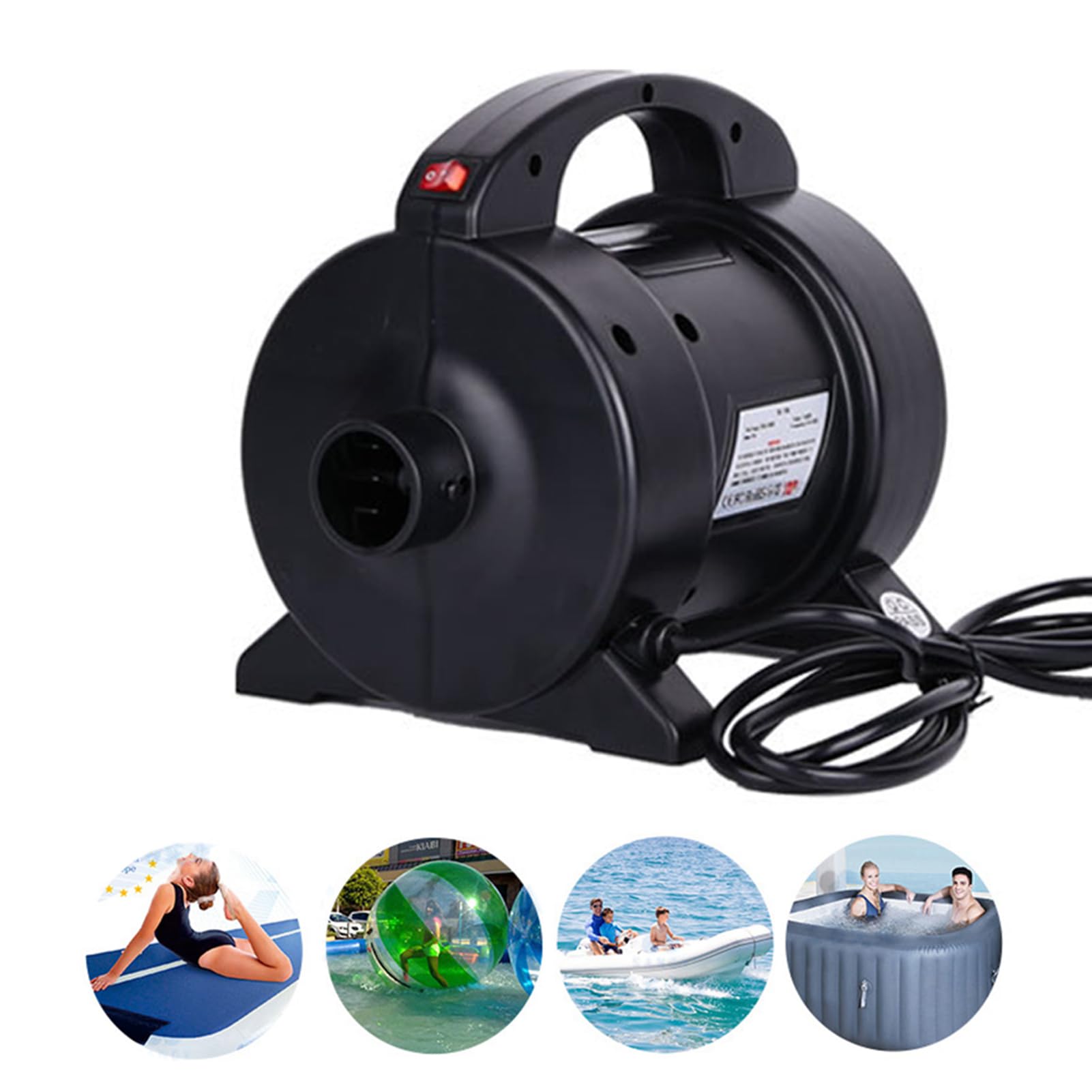 Kavolet 1600W Pompa Elettrica, Pompa Portatile per Materasso Gonfiabile a Rapido Gonfiaggio Pompa ad Aria Elettrica Gonfiatore Deflatore con 2 Ugelli per Schlauchboot, Tavola da Surf