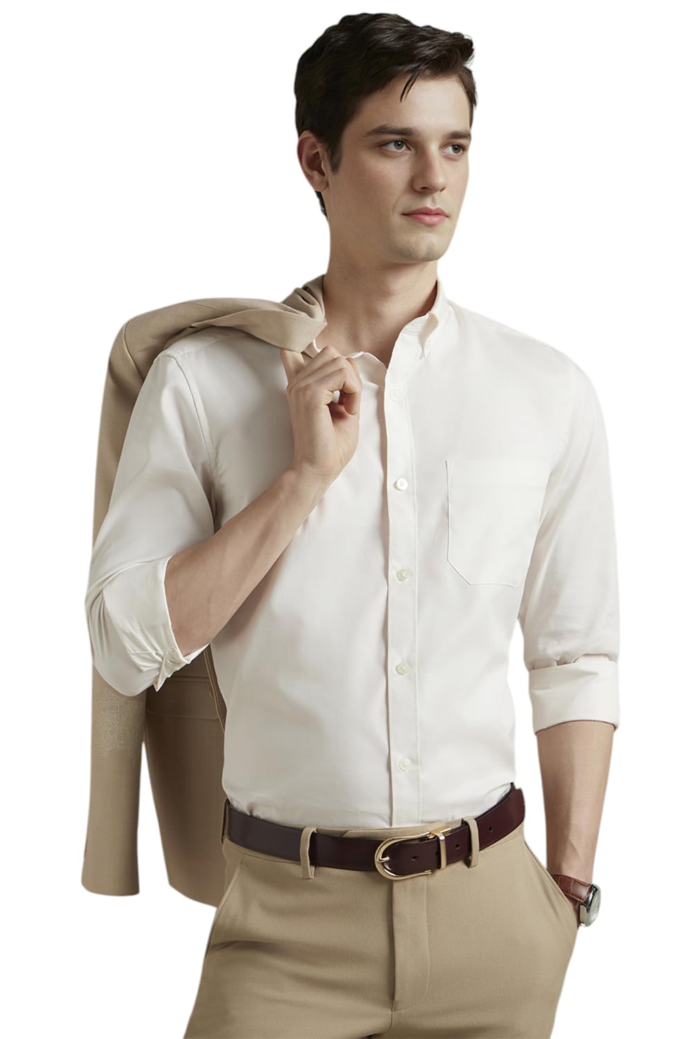 Louis Philippe Men’s Cotton Regular Fit Solid All Day Comfort Effortless Ironing Shirt