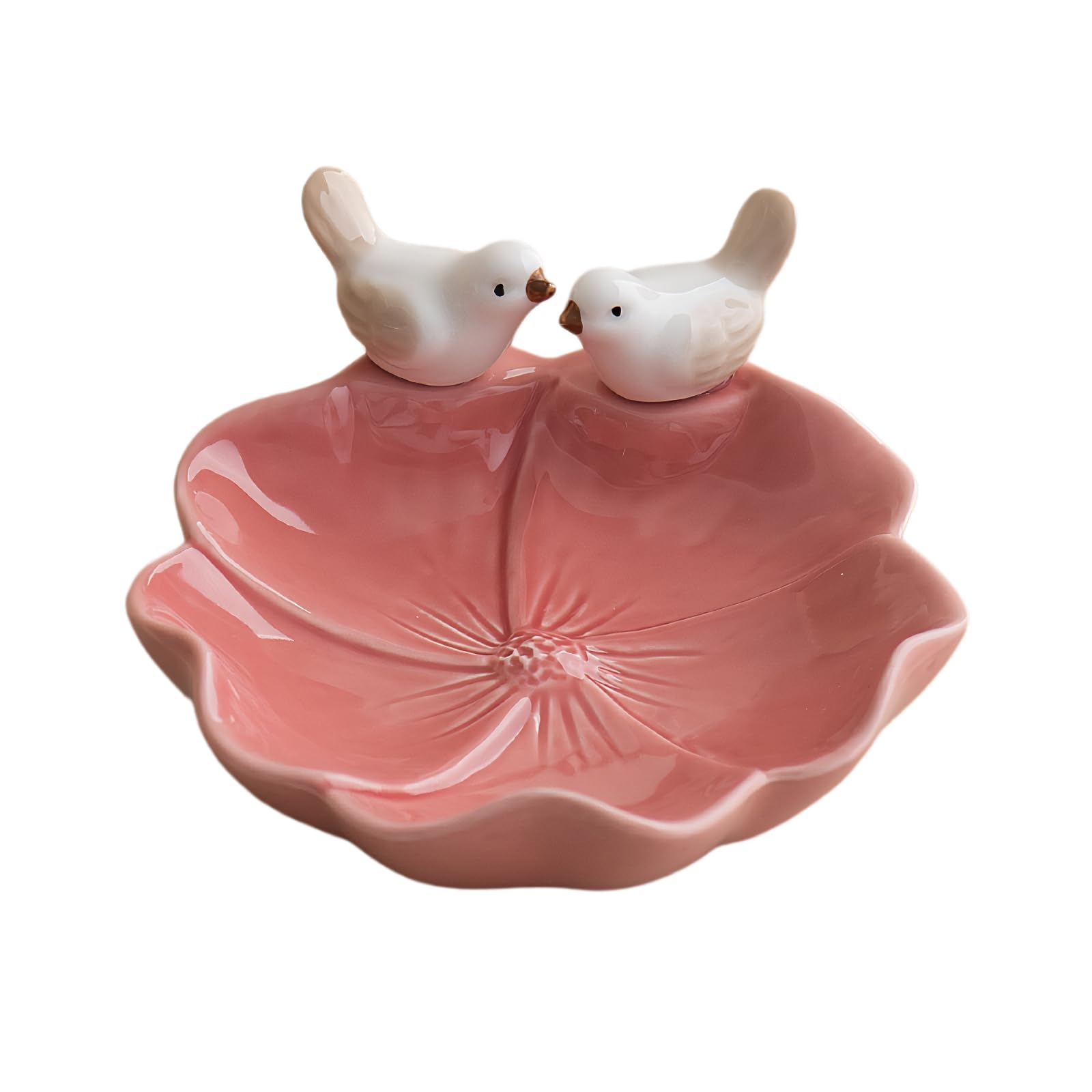 dazuihou Lotus Ceramic Trinket Dish, Ring Tray, Decorative Jewelry Dish, Decoration Plate for Earrings, Rings, Jewelry Dish Holder, Key Bowl, Trinket Tray, Earring Holder for Women (Red)