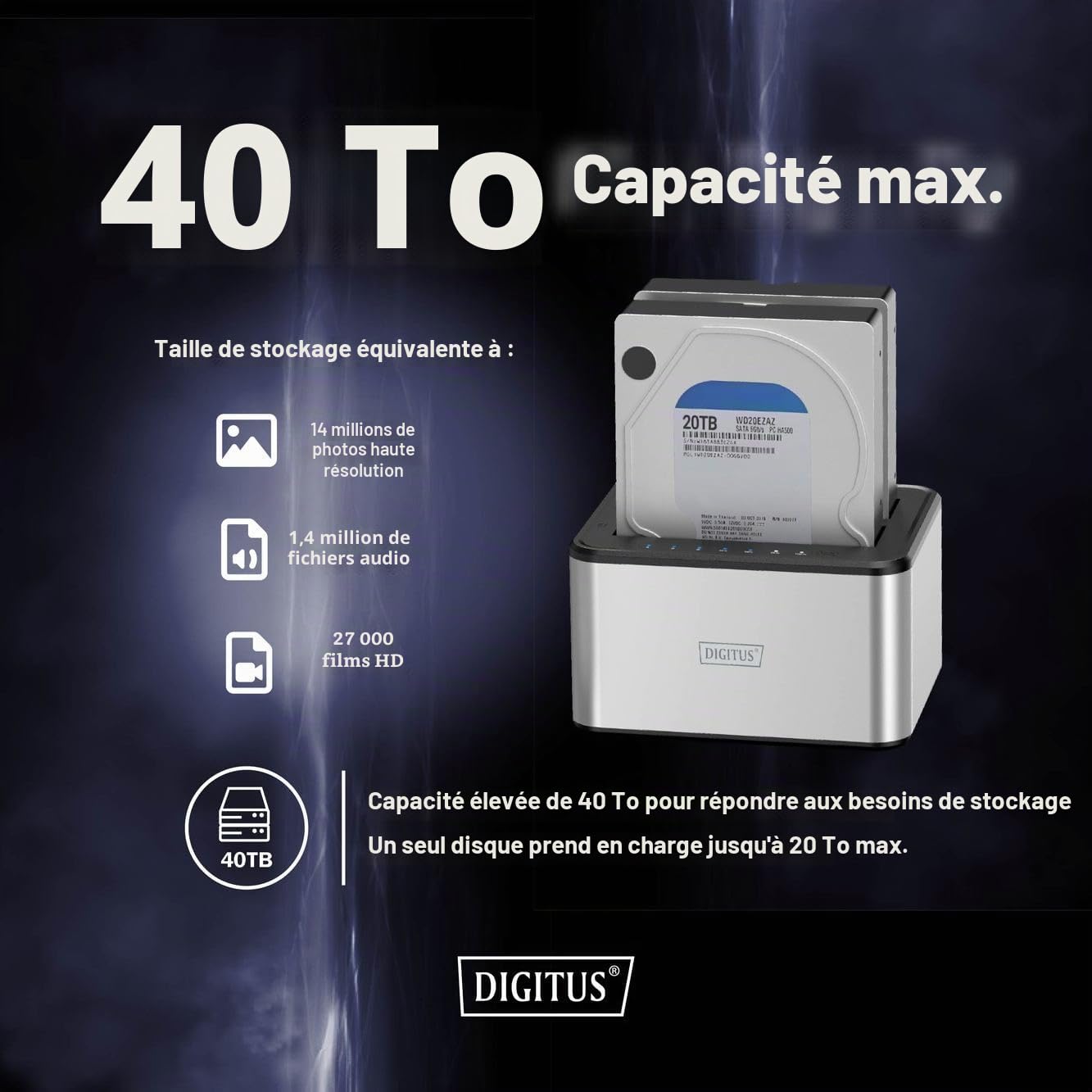 DIGITUS DA-71540-2 – Station d'accueil SATA duale – USB 3.0 – pour SSD et disques durs 2,5"/3,5" – SATA 3 – avec Fonction de clonage – Plug & Play – Gris