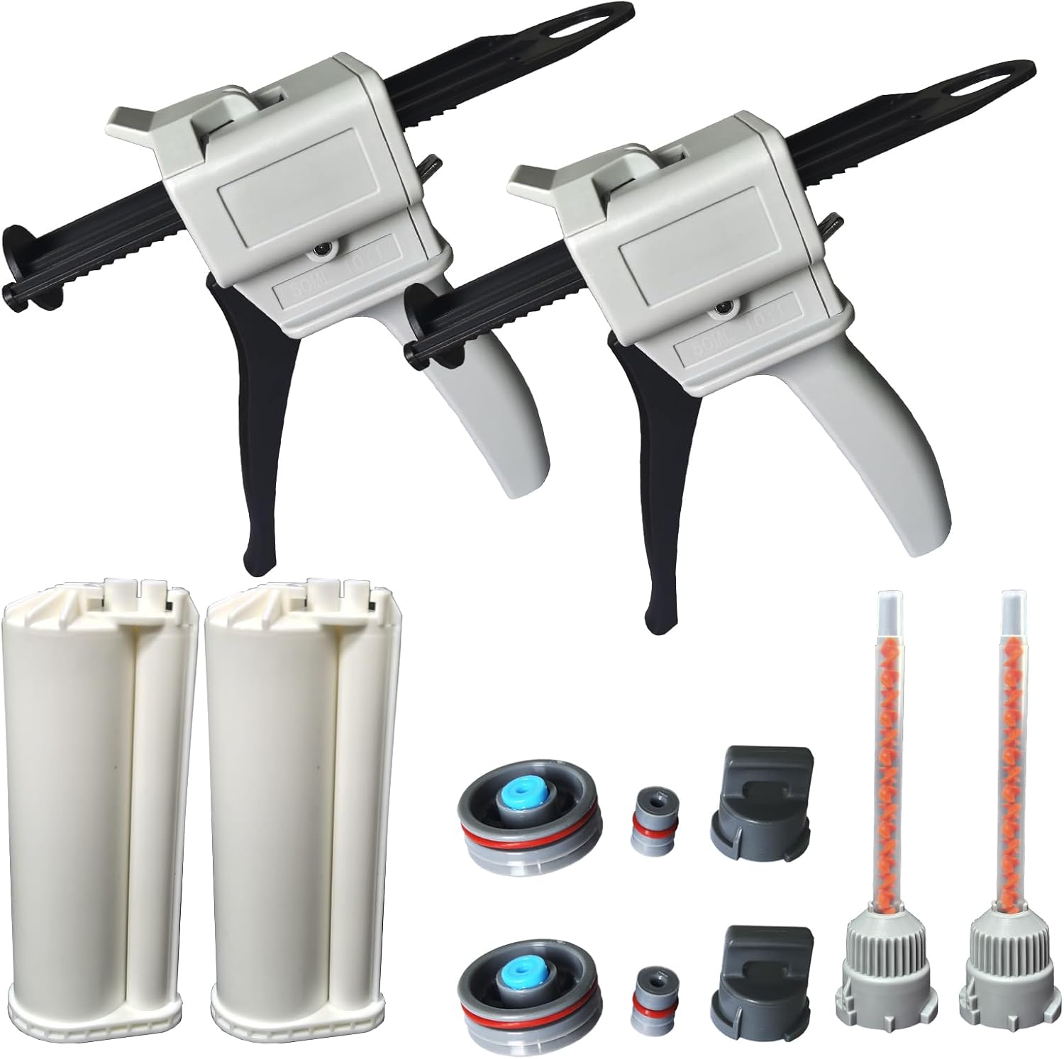 2 pieces Dispenser Gun, 50ml Dispensing Gun Kit Impression Mixing Dispensing Dispenser AB Gun 1:1/1:2/10:1 or 55ML Single (50ML-10:1)