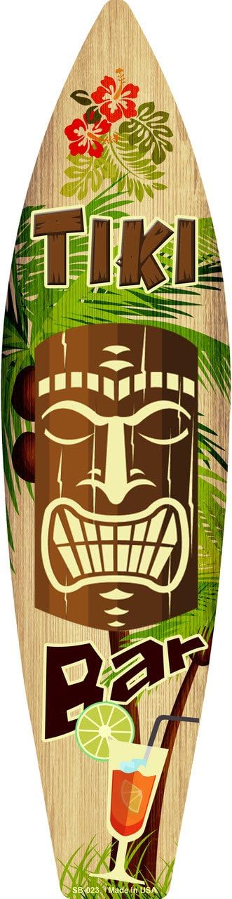 Tiki Bar Metal Novelty Surfboard Sign SB-023